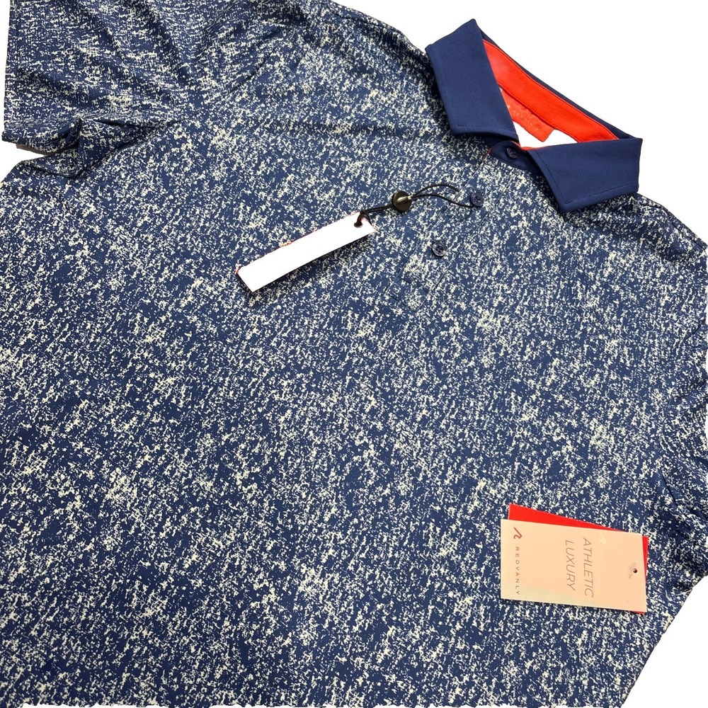 Redvanly Canon Polo Mazarine Blue Performance Tech  Athletic Fit Men's MEDIUM